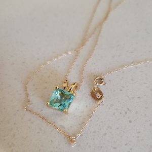 14k Solid Yellow Gold 1 Carat Aquamarine Necklace